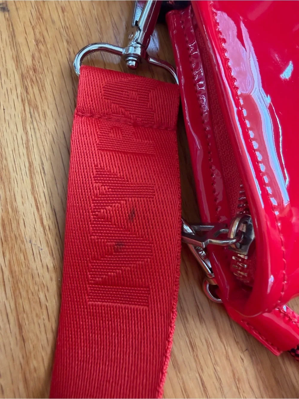 Adidas IVY PARK Red and Black Faux Fur Crossbody Pouch